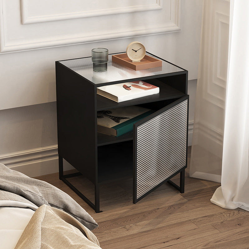 Industrial Bedside Cabinet Open Storage Bed Nightstand for Bedroom