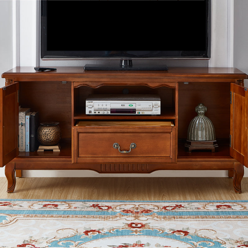 Wooden TV Cabinet Traditional Style Home Open TV Stand Console