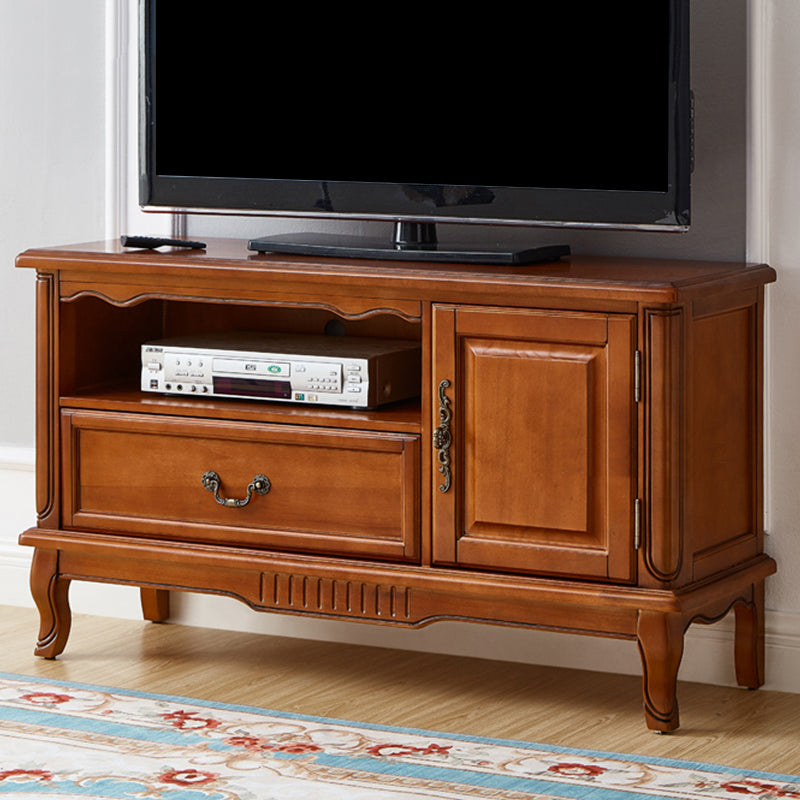 Wooden TV Cabinet Traditional Style Home Open TV Stand Console