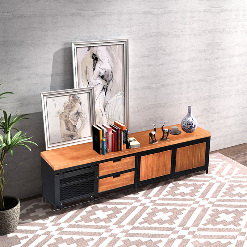 Wooden and Metal TV Cabinet Industrial Style Retro Home TV Stand Console