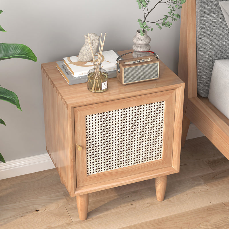 Rattan Bed Nightstand Modern Minimalist Bedside Table with Legs