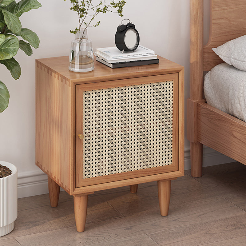 Rattan Bed Nightstand Modern Minimalist Bedside Table with Legs