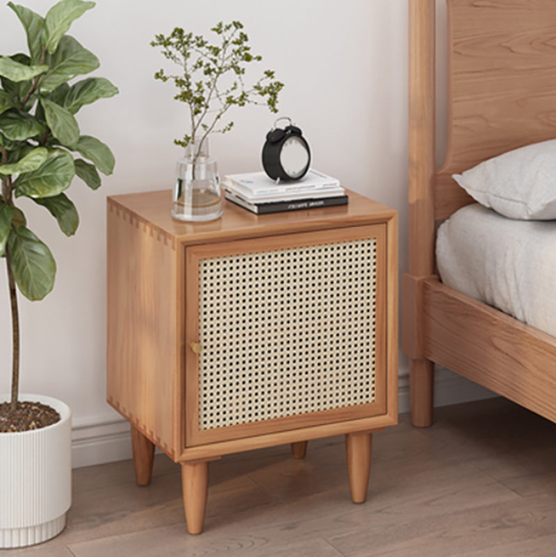 Rattan Bed Nightstand Modern Minimalist Bedside Table with Legs