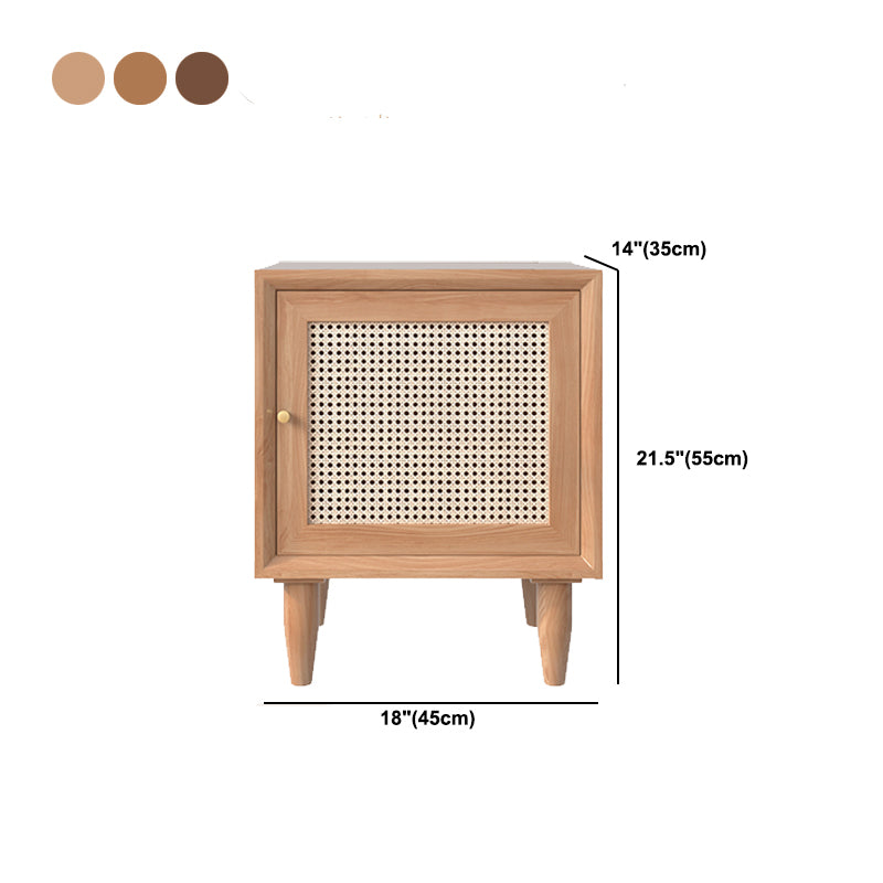 Rattan Bed Nightstand Modern Minimalist Bedside Table with Legs