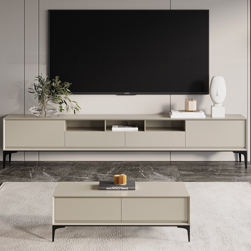 Wood and Metal TV Stand Console Modern Style Home Open Storage TV Cabinet