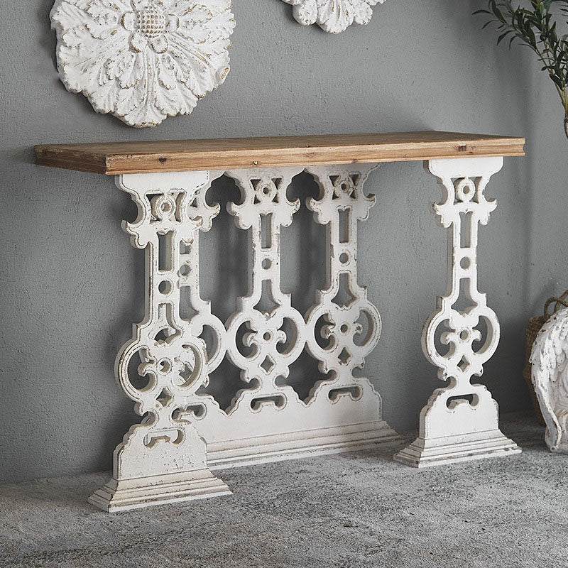 French Country Rectangle Console Sofa Table Wooden Console Accent Table for Hall