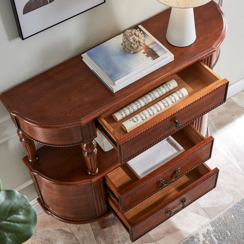 Mid-Century Modern Wooden Console Sofa Table Half Moon Console Accent Table for Hall