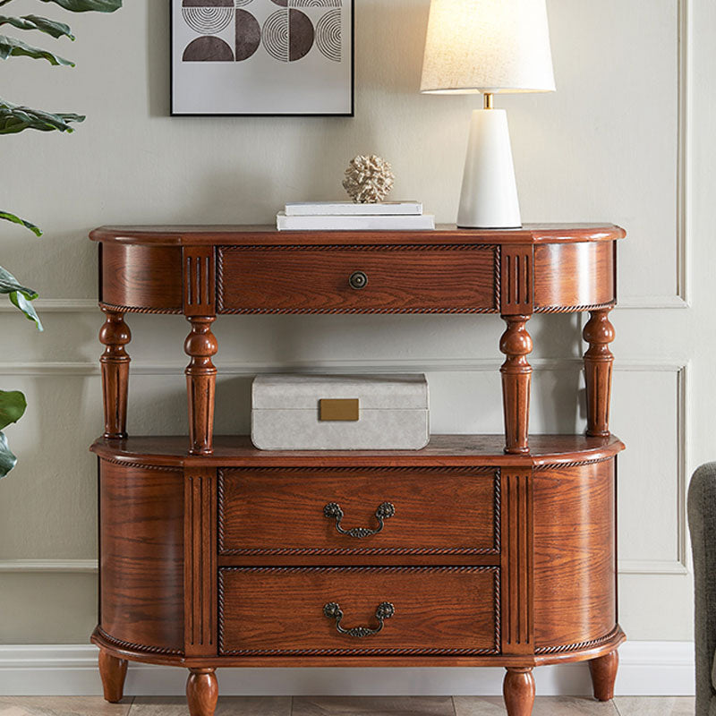 Mid-Century Modern Wooden Console Sofa Table Half Moon Console Accent Table for Hall