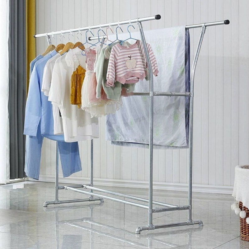 Modern Hall Stand Metal Framed with 3 Hanging Rails and Storage Shelving Entryway Kit