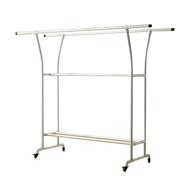 Modern Hall Stand Metal Framed with 3 Hanging Rails and Storage Shelving Entryway Kit