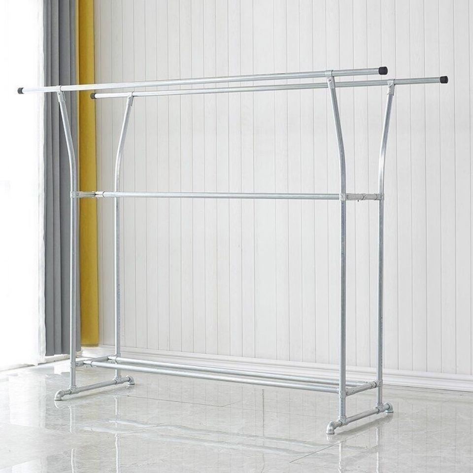 Modern Hall Stand Metal Framed with 3 Hanging Rails and Storage Shelving Entryway Kit