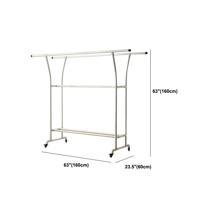 Modern Hall Stand Metal Framed with 3 Hanging Rails and Storage Shelving Entryway Kit