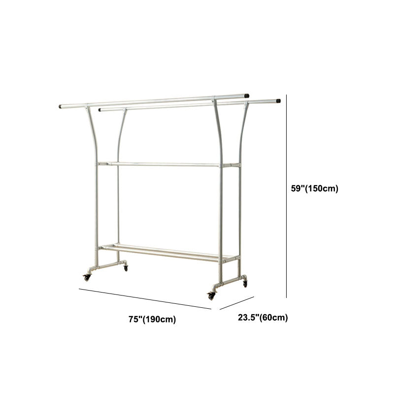 Modern Hall Stand Metal Framed with 3 Hanging Rails and Storage Shelving Entryway Kit