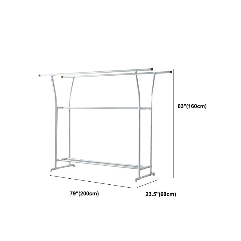 Modern Hall Stand Metal Framed with 3 Hanging Rails and Storage Shelving Entryway Kit