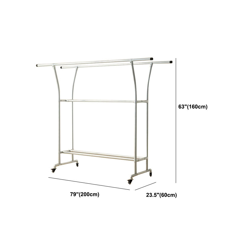 Modern Hall Stand Metal Framed with 3 Hanging Rails and Storage Shelving Entryway Kit