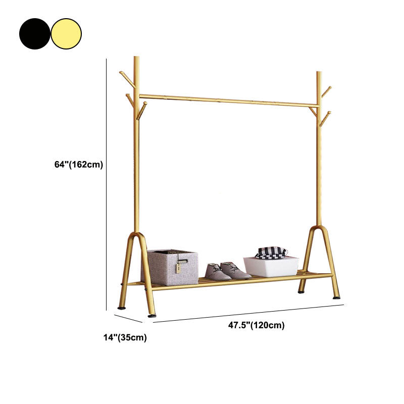 Modern Coat Hanger Shelves and Hooks Metal Framed Entry Hall Tree