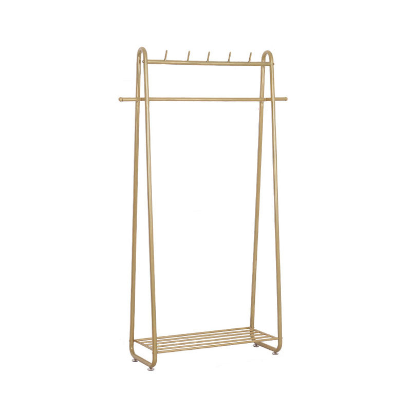 Modern Entryway Kit Metal Framed Hanging Rails and 5 Hooks with Lower Shelf Coat Hanger