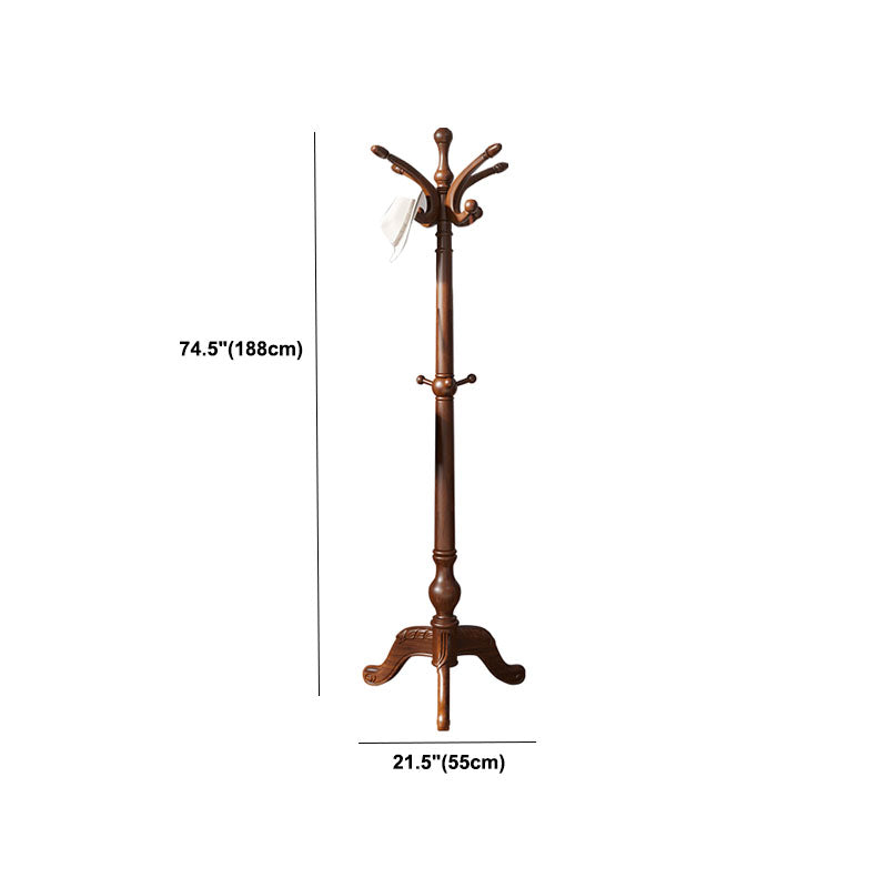 Traditional Hall Tree Solid Wood Free Standing with Hooks Entryway Kit