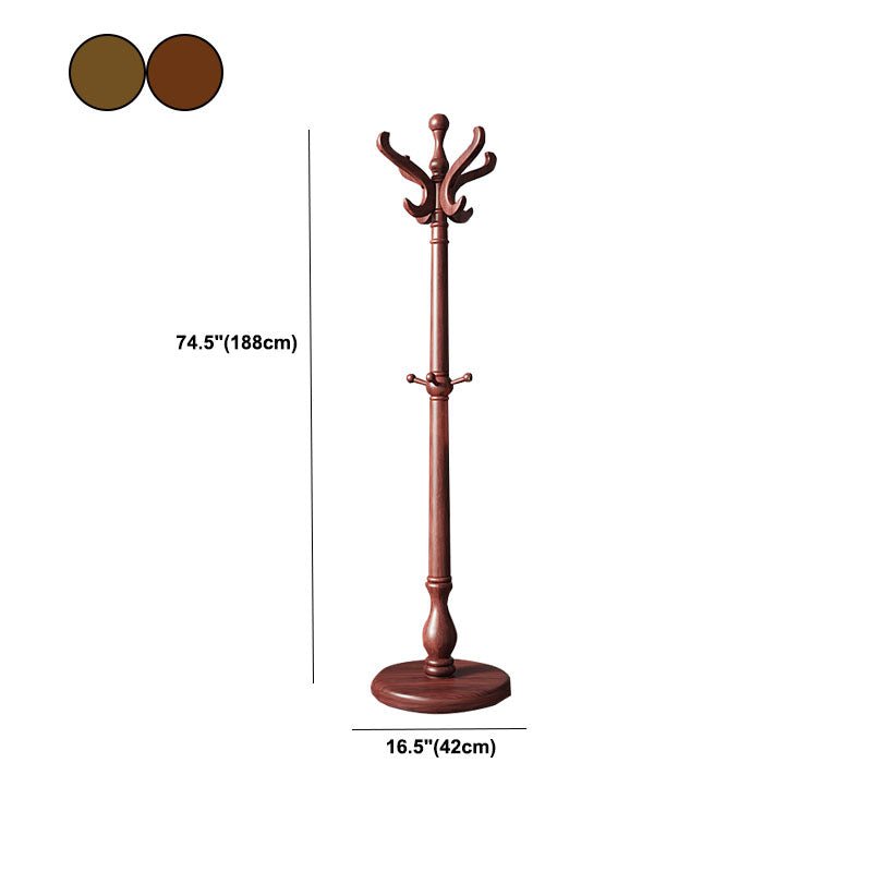 Traditional Hall Tree Solid Wood Free Standing with Hooks Entryway Kit