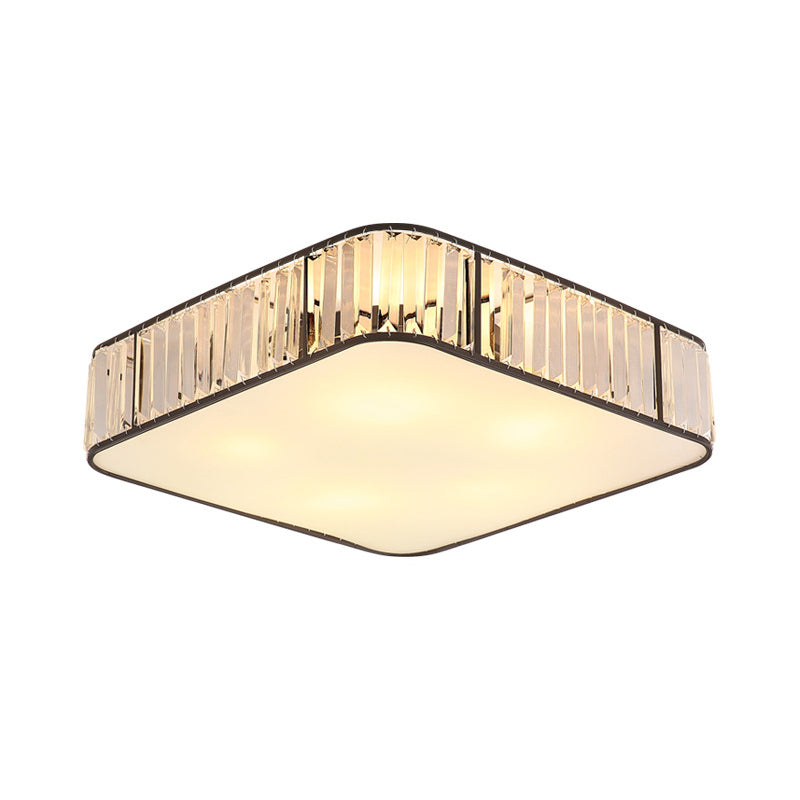 Square Flush Mount Modernism Crystal Ceiling Light Fixture for Bedroom