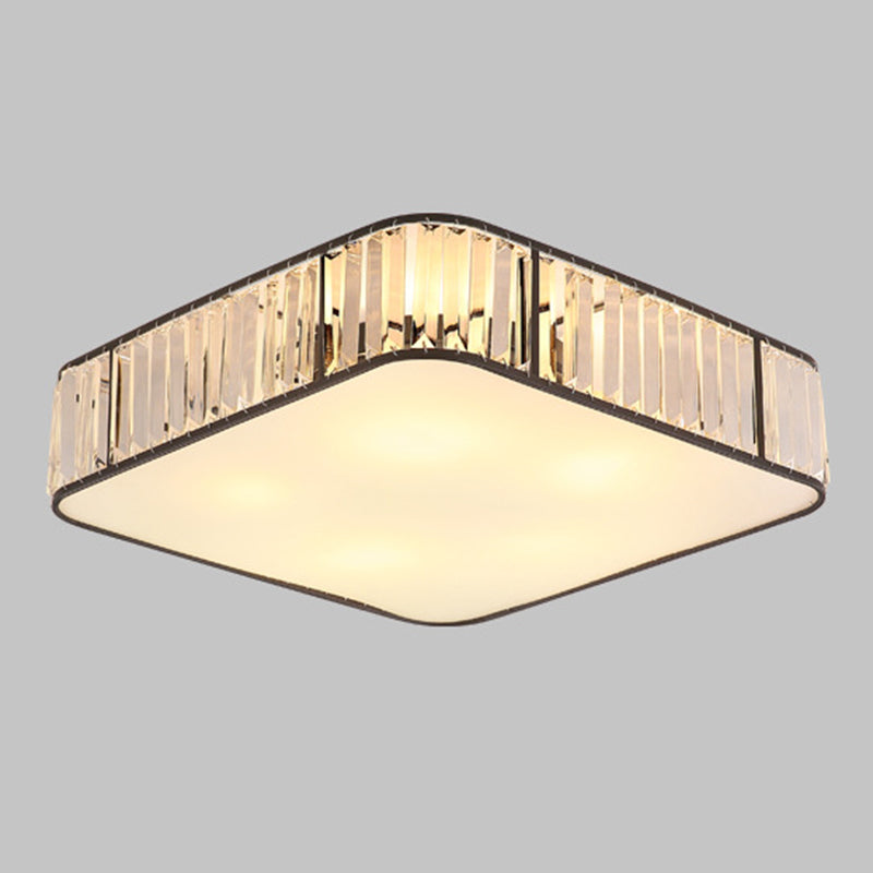 Square Flush Mount Modernism Crystal Ceiling Light Fixture for Bedroom