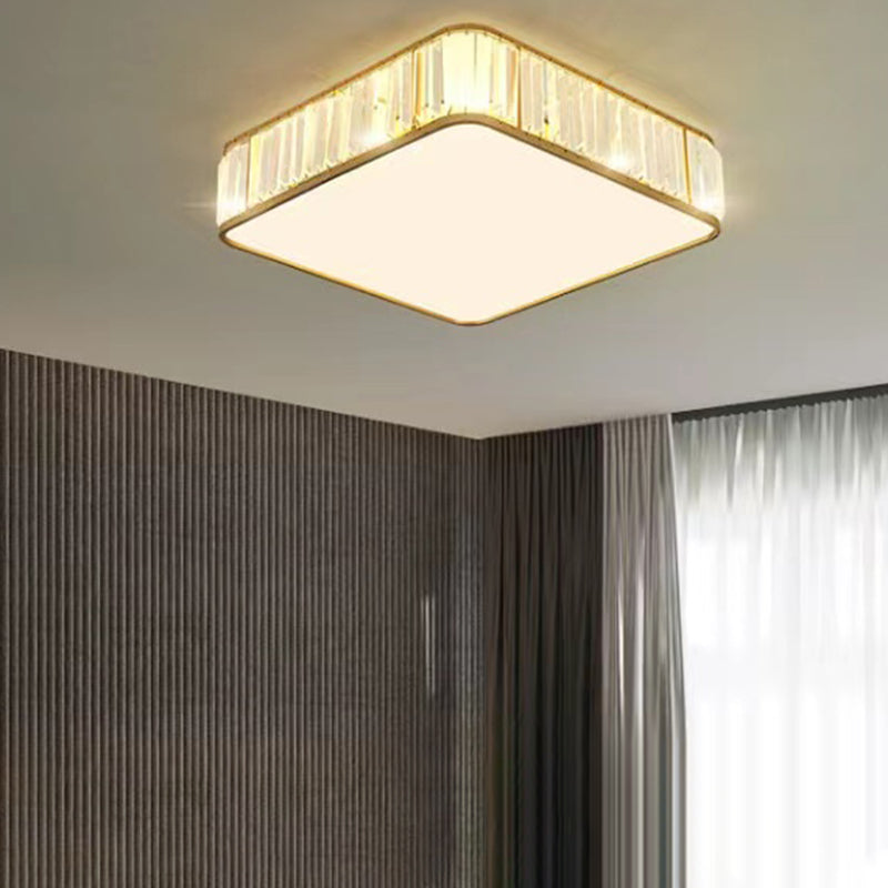 Square Flush Mount Modernism Crystal Ceiling Light Fixture for Bedroom