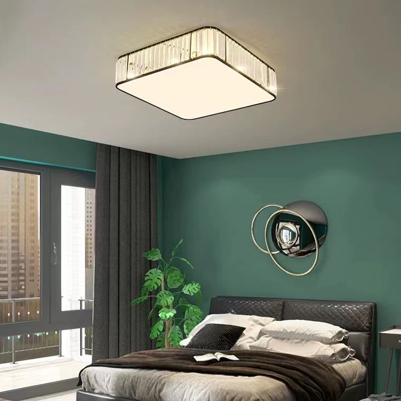 Square Flush Mount Modernism Crystal Ceiling Light Fixture for Bedroom