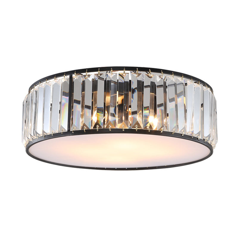 Modernism Crystal Flush Mount Drum Shade Ceiling Light Fixture for Bedroom