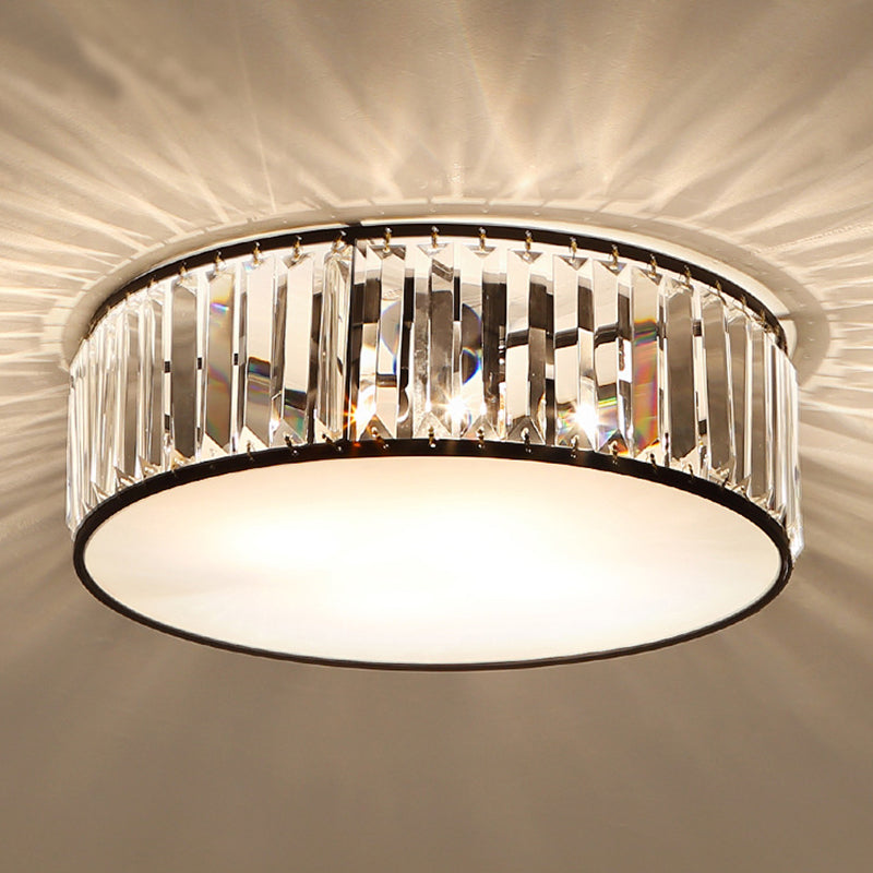 Modernism Crystal Flush Mount Drum Shade Ceiling Light Fixture for Bedroom