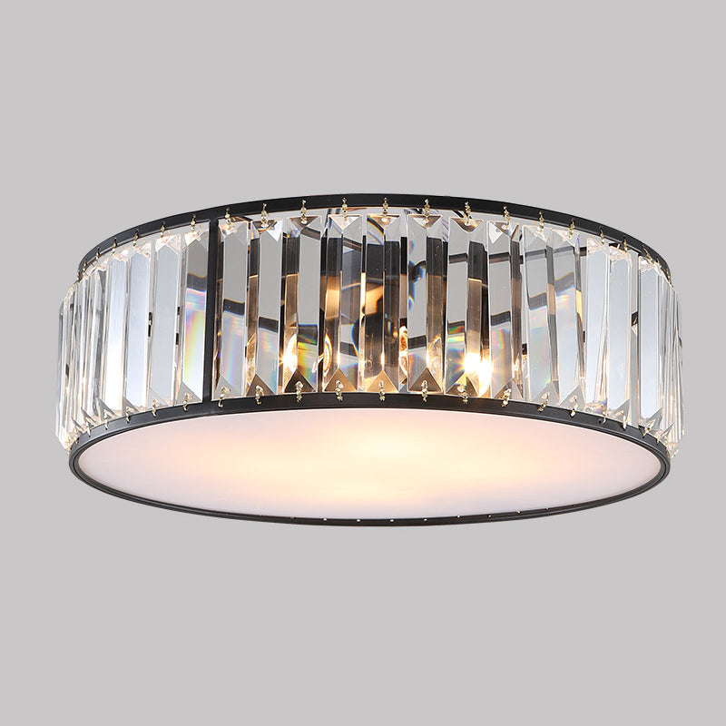 Modernism Crystal Flush Mount Drum Shade Ceiling Light Fixture for Bedroom