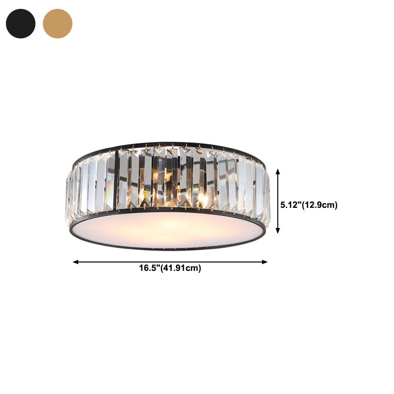 Modernism Crystal Flush Mount Drum Shade Ceiling Light Fixture for Bedroom