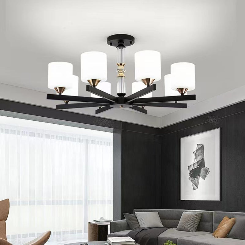 Metal Modern Flush Mount Cylinder Shape Ceiling Light with Glass Shade for Living Room