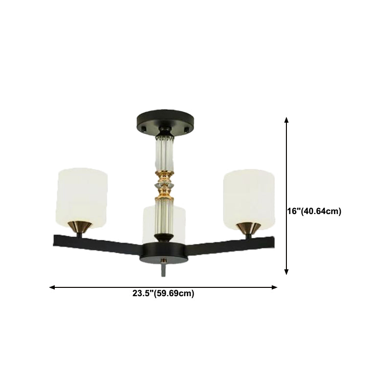 Metal Modern Flush Mount Cylinder Shape Ceiling Light with Glass Shade for Living Room