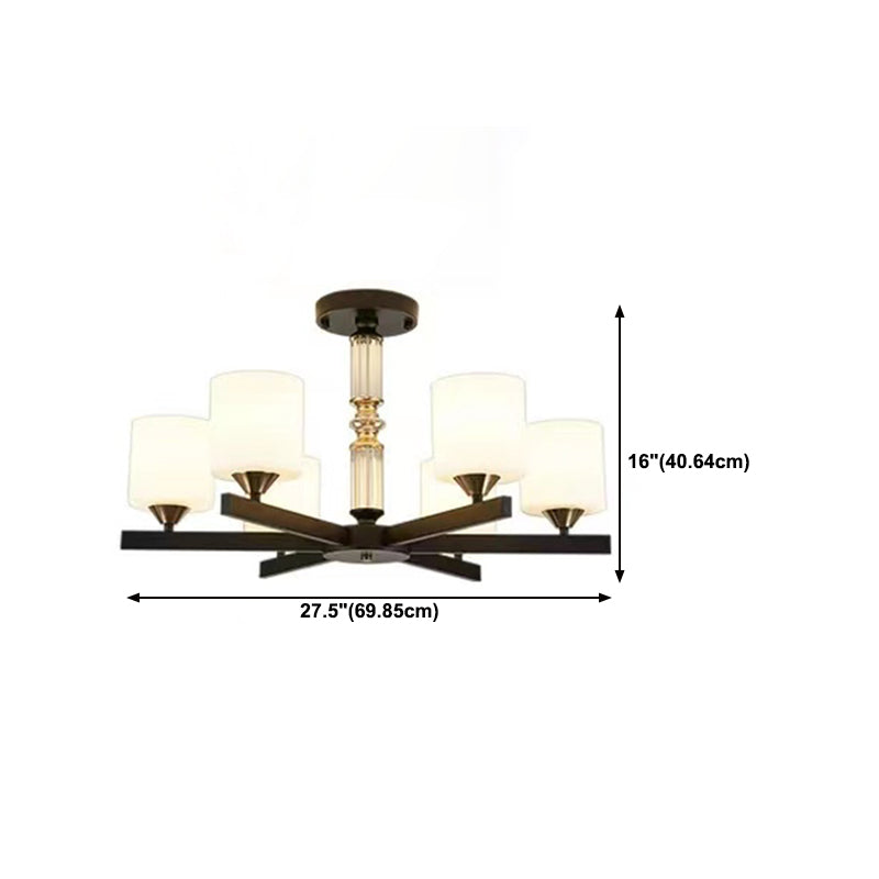 Metal Modern Flush Mount Cylinder Shape Ceiling Light with Glass Shade for Living Room