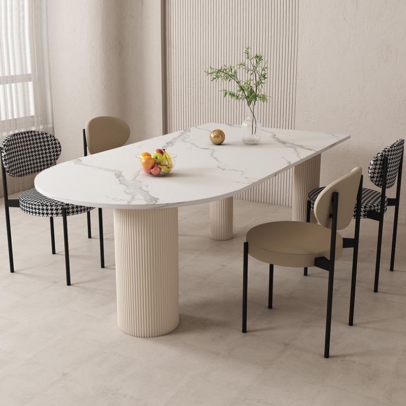 White Oval Top Dining Table Modern Stone Top Dining Table for Dining Room