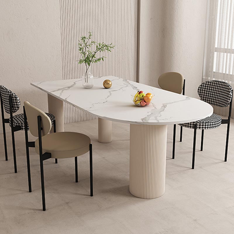 White Oval Top Dining Table Modern Stone Top Dining Table for Dining Room