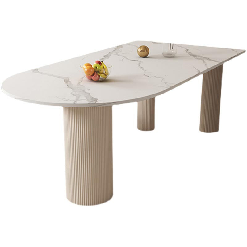 White Oval Top Dining Table Modern Stone Top Dining Table for Dining Room