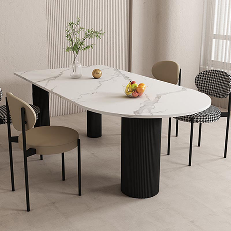 White Oval Top Dining Table Modern Stone Top Dining Table for Dining Room