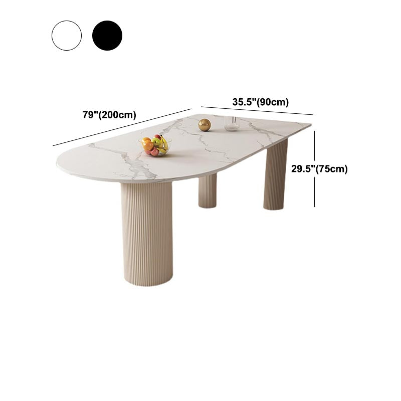 White Oval Top Dining Table Modern Stone Top Dining Table for Dining Room