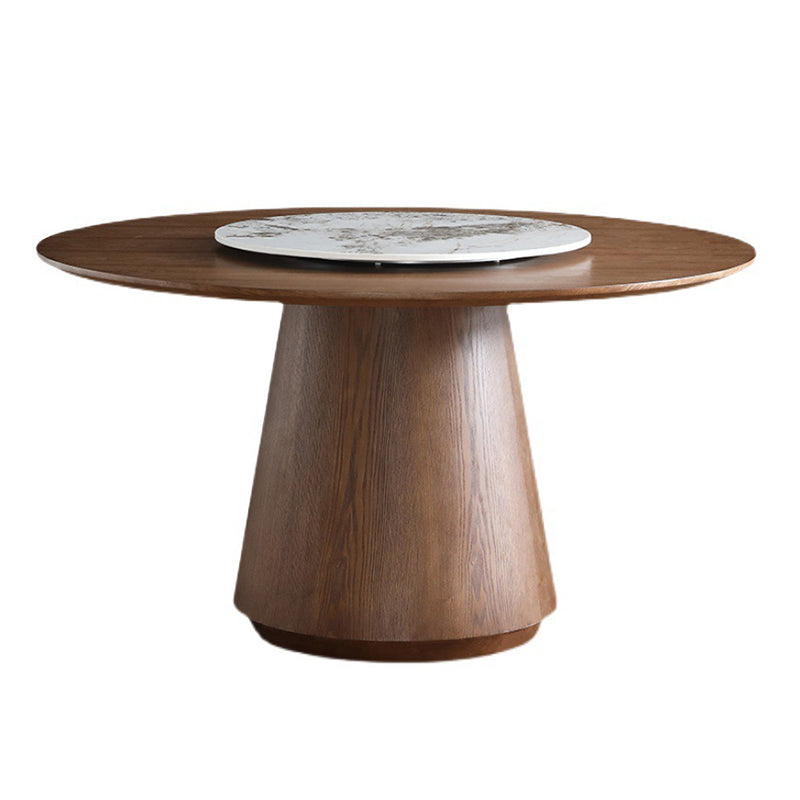 Solid Wood Dining Table Modern Round Dining Table with Pedestal Base