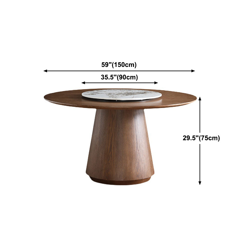 Solid Wood Dining Table Modern Round Dining Table with Pedestal Base