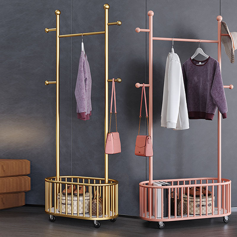 Glam Coat Rack Metal Hooks Shelving Included Free Standing Coat Hanger