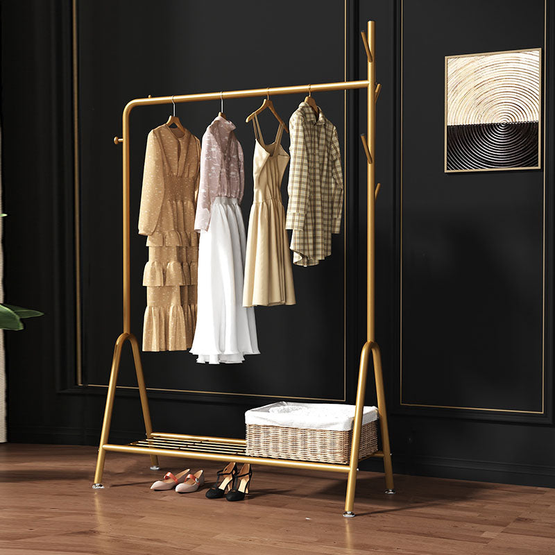 Contemporary Coat Hanger Metal Hooks Shelving Included Free Standing Coat Rack