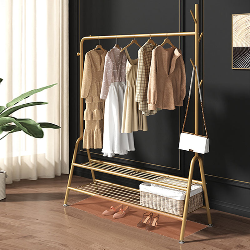 Contemporary Coat Hanger Metal Hooks Shelving Included Free Standing Coat Rack