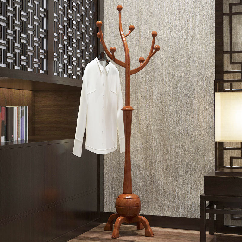 Traditional Coat Rack Free Standing Coat Hook Rubberwood Hall Stand