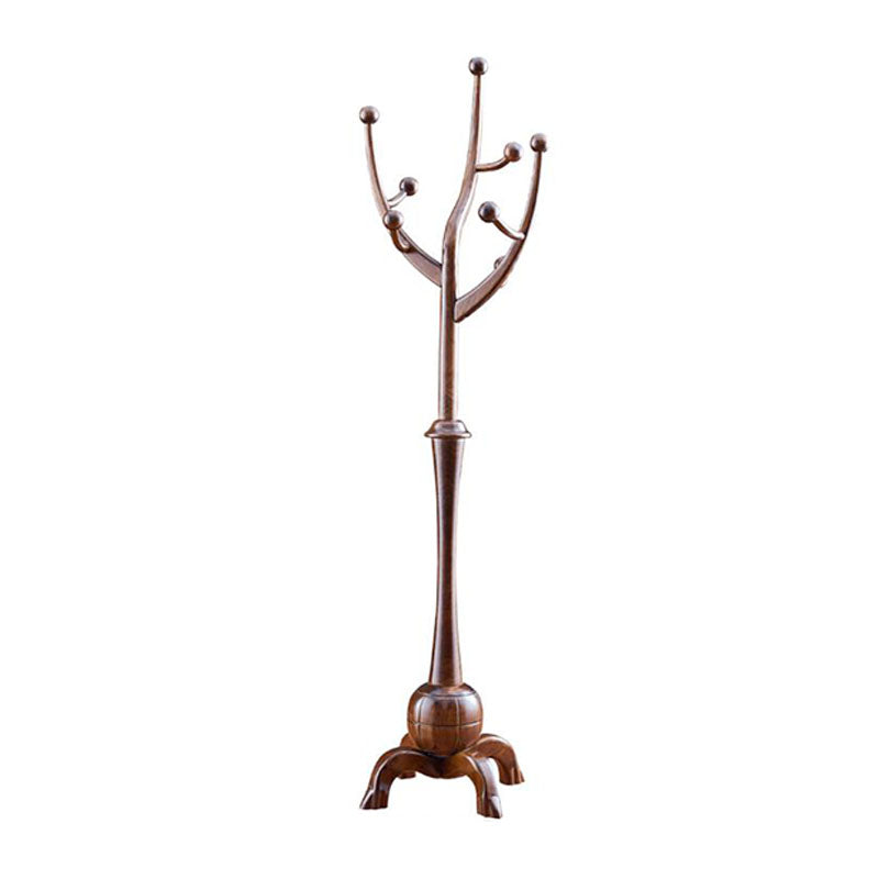 Traditional Coat Rack Free Standing Coat Hook Rubberwood Hall Stand