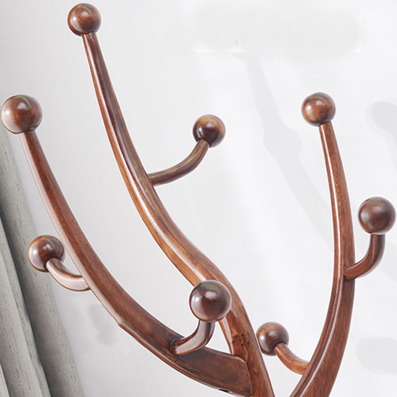 Traditional Coat Rack Free Standing Coat Hook Rubberwood Hall Stand