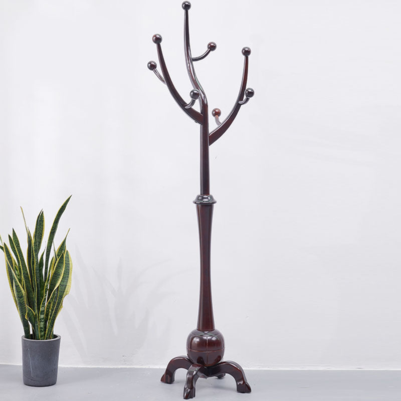 Traditional Coat Rack Free Standing Coat Hook Rubberwood Hall Stand