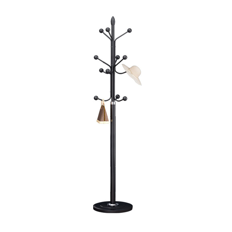 Glam Coat Rack Free Standing Coat Hook Metal Hall Stand with Slate Base Living Room