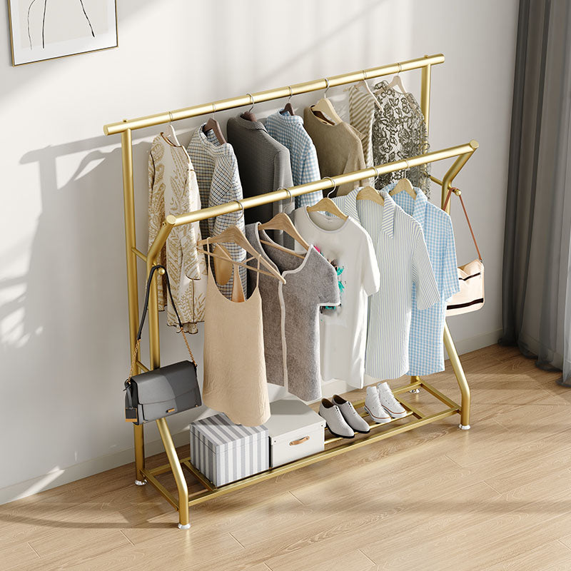 Modern Hall Stand Metal 2 Hooks Free Standing Storage Shelf Organizer Coat Rack